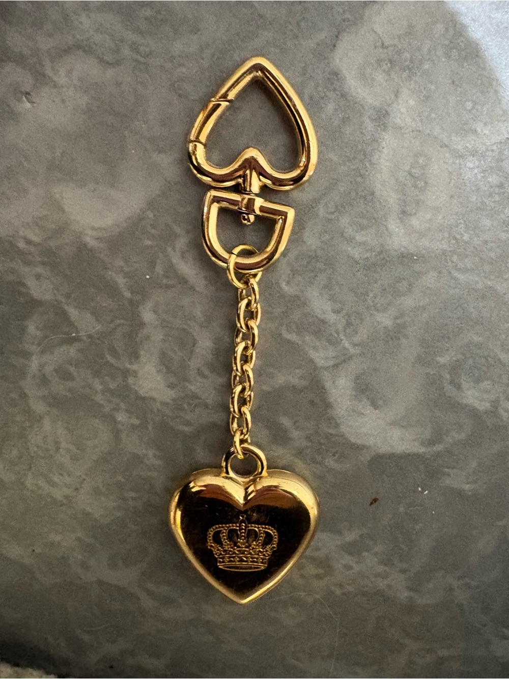 Vintage Juicy Couture Gold Heart Crown Keychain Bag Charm Y2K